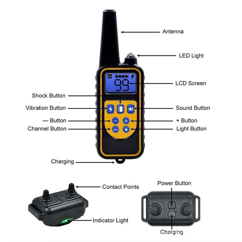 Dog Bark Control Collar Shock Vibration Training Device Rechargeable