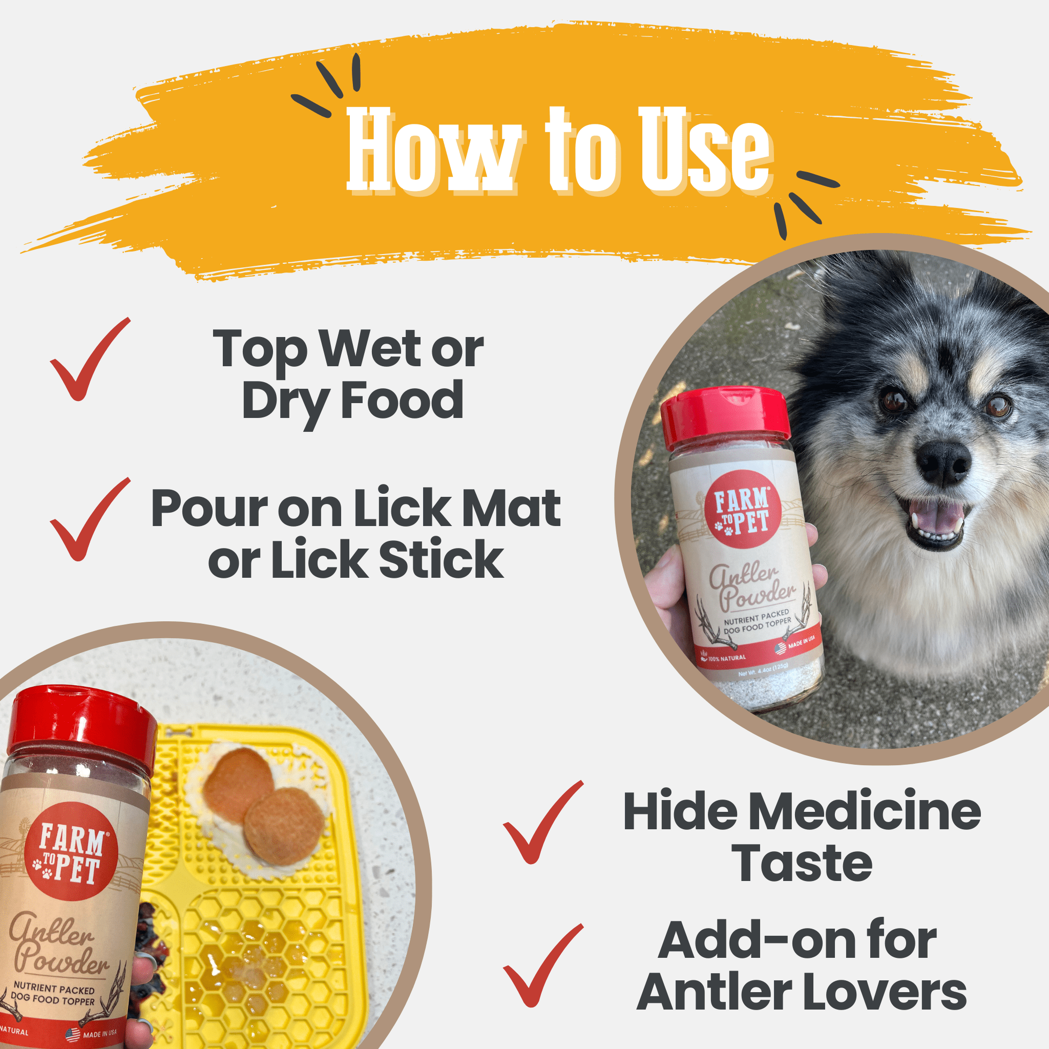 Antler Powder Dog Food Topper Nutritional Supplement for Pets