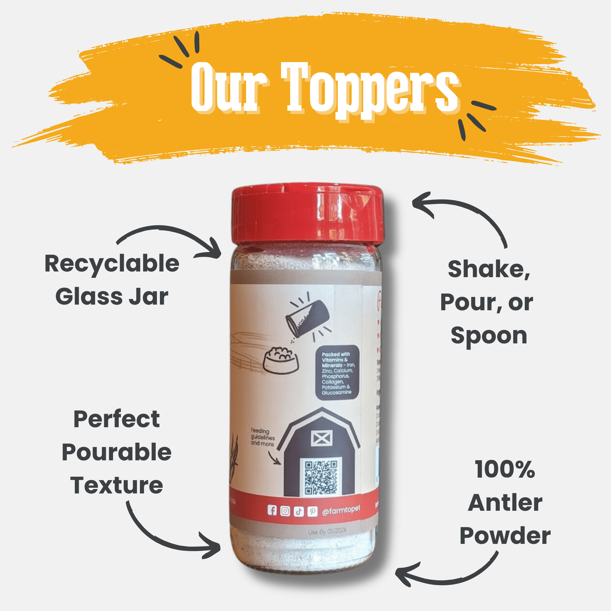 Antler Powder Dog Food Topper Nutritional Supplement for Pets