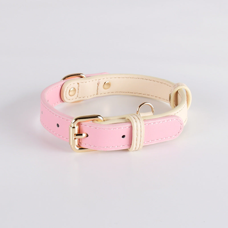 2 Tone Leather Dog Collar Adjustable Stylish Pet Walking