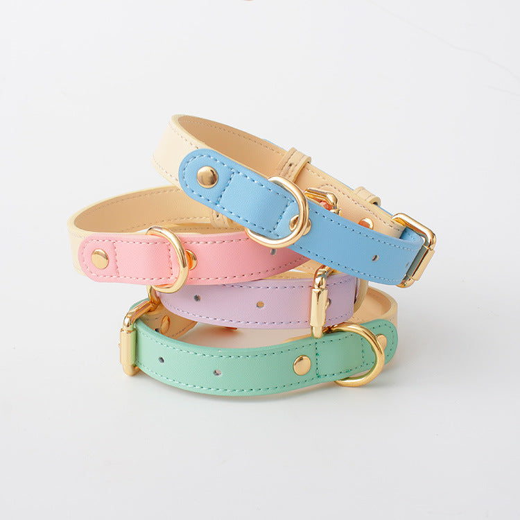 2 Tone Leather Dog Collar Adjustable Stylish Pet Walking