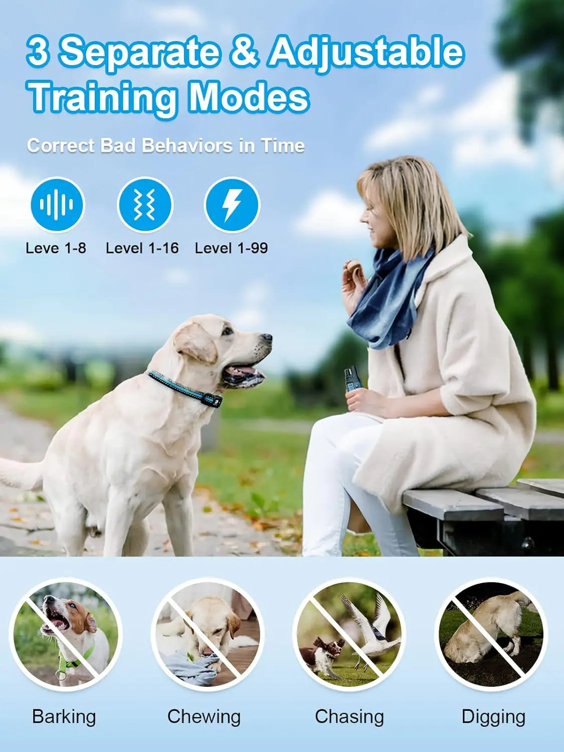 Remote Dog Training Collar for Two Dogs Waterproof Rechargeable