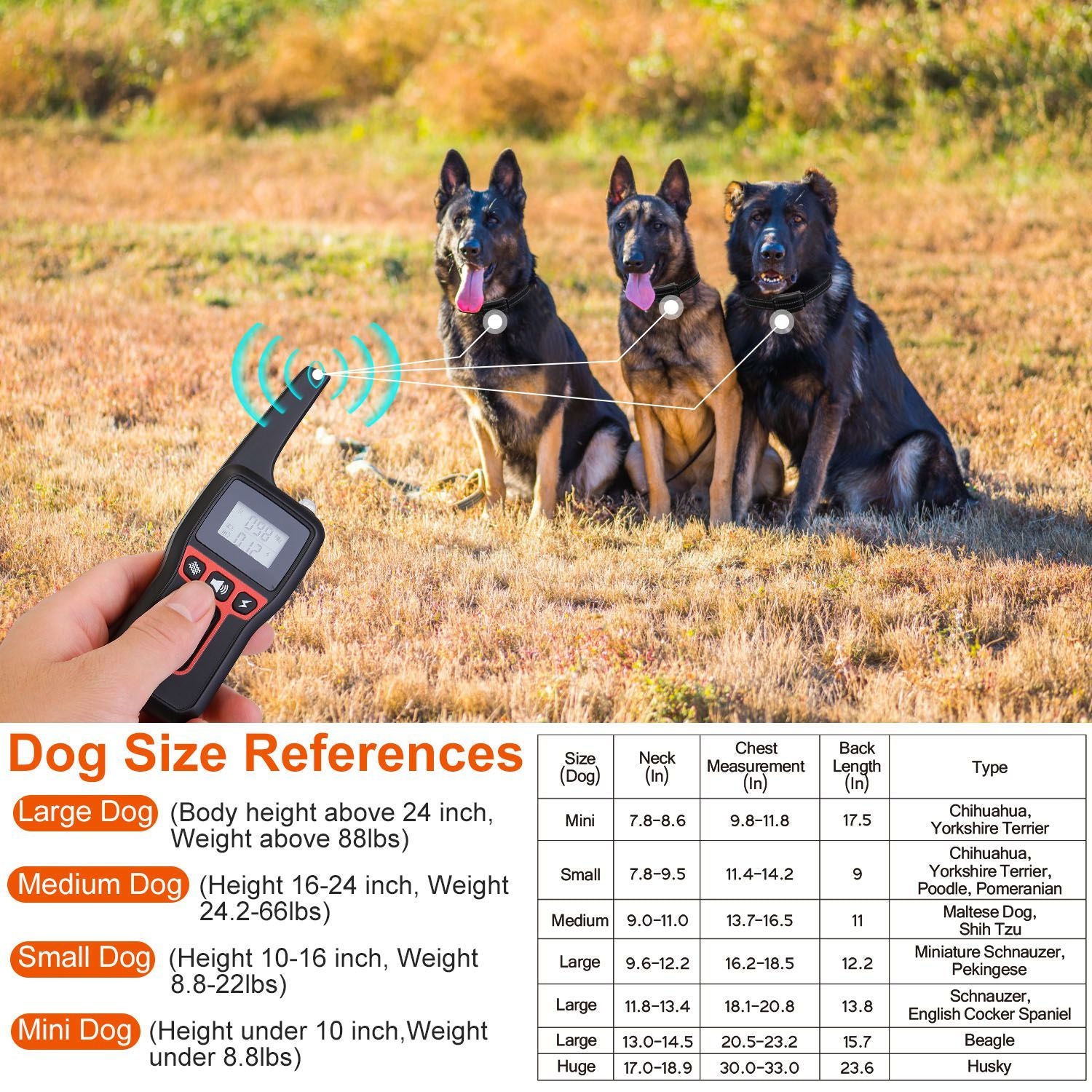 Long Range Dog Training Collar Waterproof Beep Vibration Shock