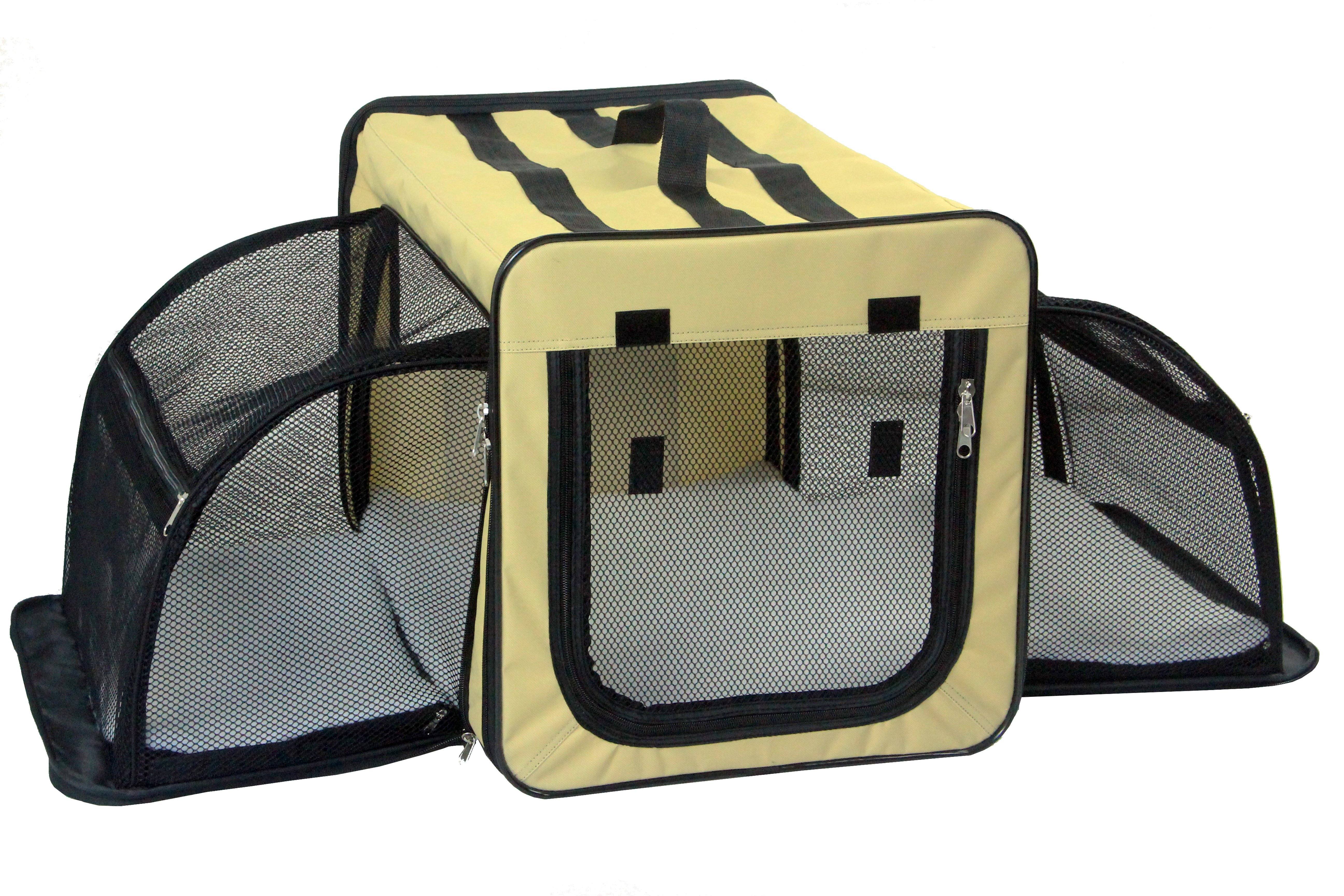 Dual Sided Expandable Foldable Pet Crate Carrier Spacious Lightweight