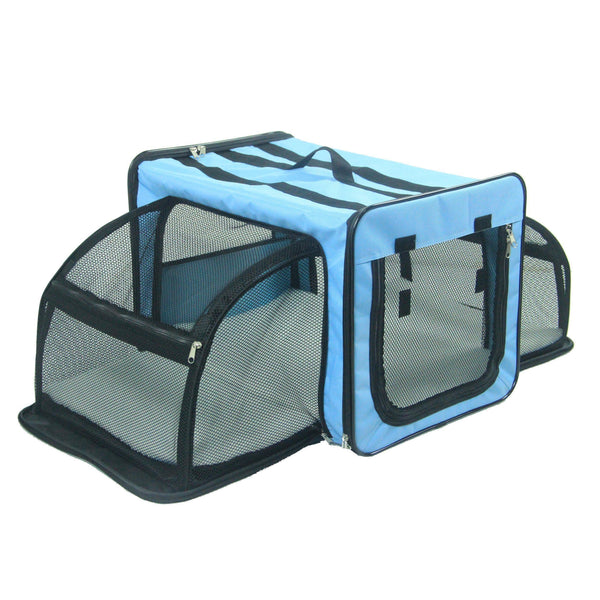 Dual Sided Expandable Foldable Pet Crate Carrier Spacious Lightweight